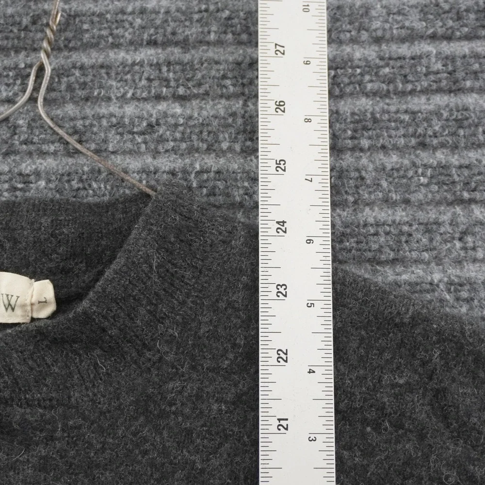 Vintage 90s J. Crew Oarsman Henley Sweater Large Gray Wool Long Sleeve Pullover